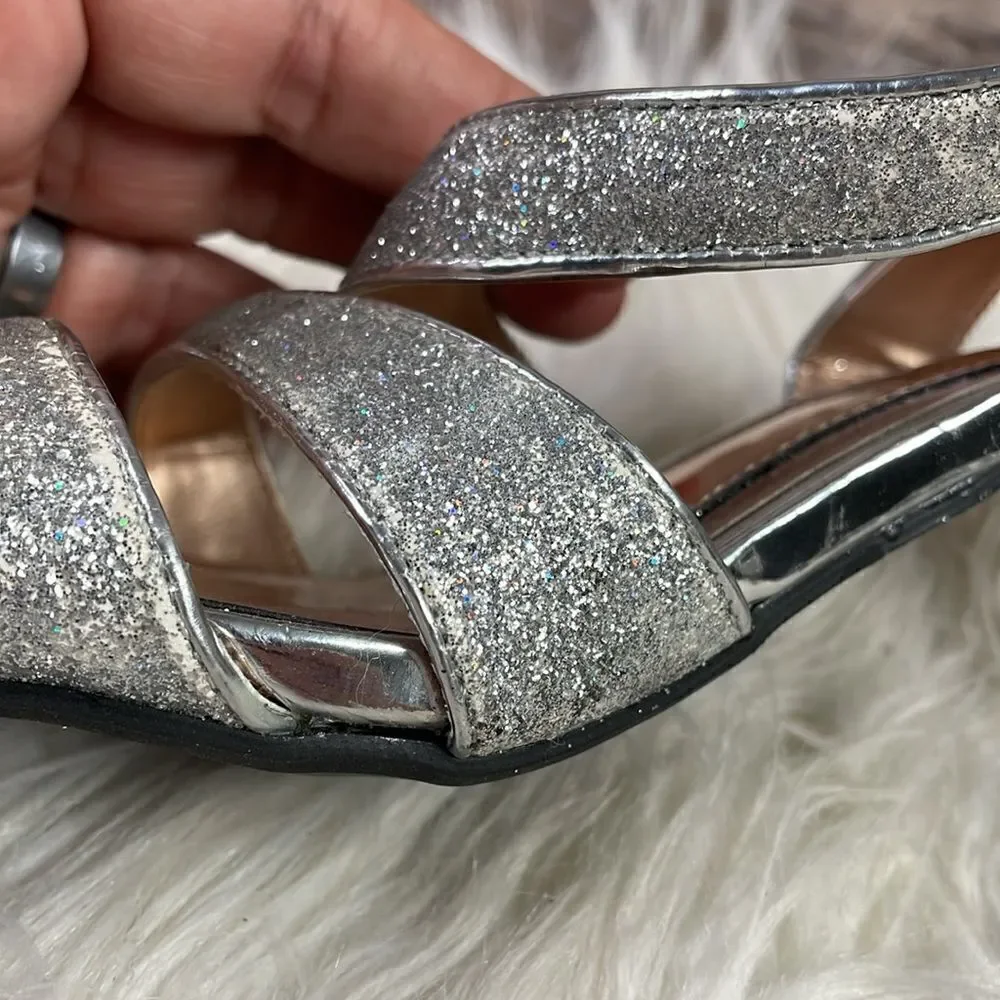 Mootsie Tootsies Ladies Strappy Silver Glittery Clear Heels, Size 6, Mo Jericho